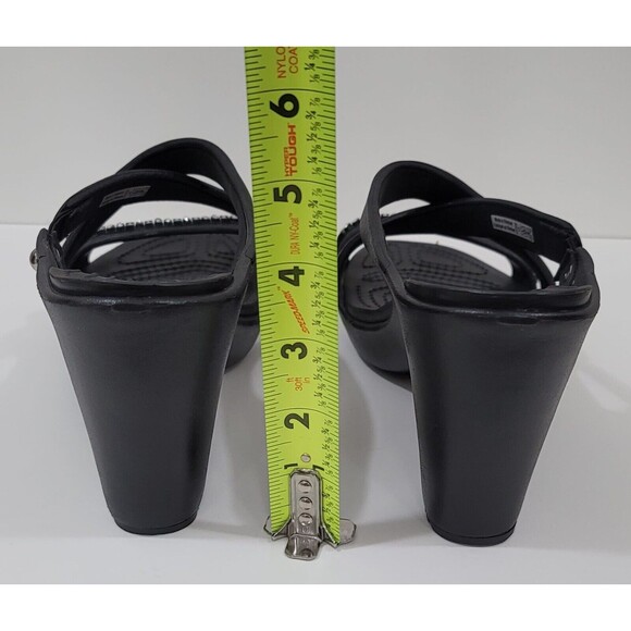 Crocs Cyprus IV Black Heeled Sandals with Rhinestones NEW Sz.9 - Picture 5 of 8